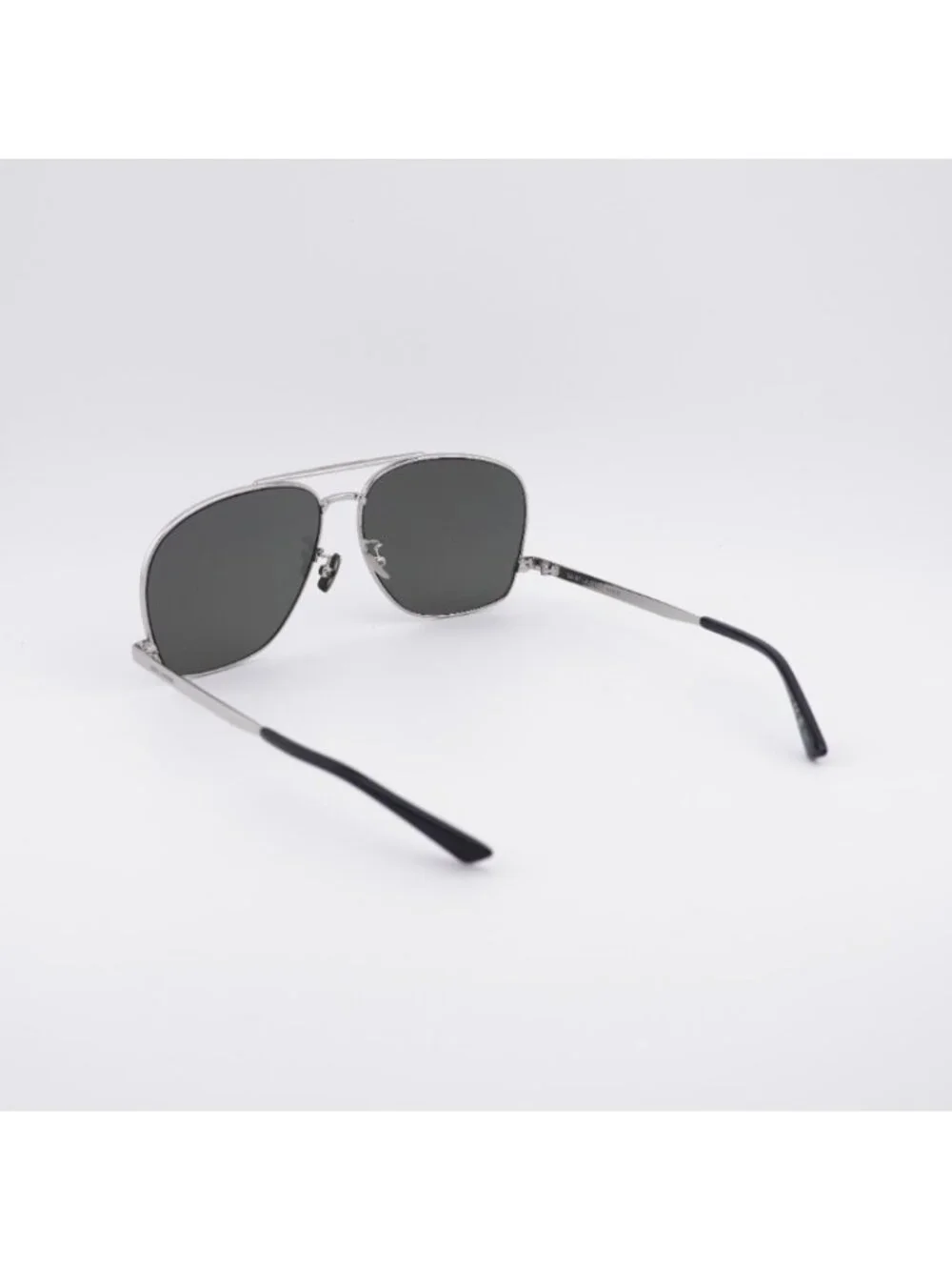 Saint Laurent SL653/F LEON 001 Sunglasses Silver Aviator Frame, Grey Lenses